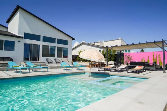 Insta Worthy Modern Getaway Pool Spa Tesla Charger